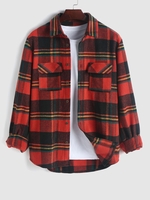ZAFUL Gilet Unisexe Boutonné Motif à Carreaux en Laine M Rouge