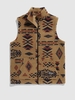 ZAFUL Gilet Zippé Fourré à Imprimé Ethnique Aztèque à Col Montant Xl Café