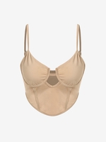 ZAFUL Haut à Bretelle Court Style Corset S Café lumière