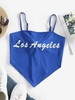 ZAFUL Haut à Bretelle Graphique Noué Au Dos S Bleu