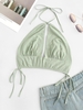 ZAFUL Haut à Col Halter avec Nœud Papillon L Vert clair