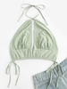 ZAFUL Haut à Col Halter avec Nœud Papillon S Vert clair