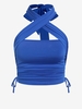 ZAFUL Haut Bandage Plissé Croisé à Col Halter L Bleu
