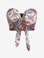 ZAFUL Haut Bandeau Noué à Imprimé Echarpe avec Chaîne M Café