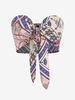 ZAFUL Haut Bandeau Noué à Imprimé Echarpe avec Chaîne M Rose léger