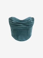 ZAFUL Haut Corset Bandeau Drapé en Avant en Velours S Bleu clair