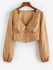 ZAFUL Haut Corset Court Plissé Xl Café lumière
