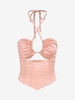 ZAFUL Haut Corset Découpé Croisé à Col Halter M Rose clair