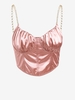 ZAFUL Haut Corset Plissé Au Poitrine avec Chaîne M Rose léger