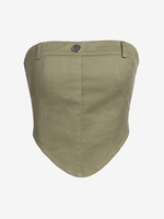 ZAFUL Haut Corset sans Bretelle Boutonné L Vert profond