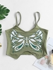 ZAFUL Haut Court à Bretelle à Imprimé Papillon Xl Vert clair