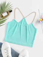 ZAFUL Haut Court à Bretelle en Jersey avec Chaîne Xl Bleu clair