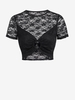 ZAFUL Haut Court Anneau en O en Dentelle Transparente à Manches Courtes S Noir