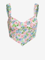 ZAFUL Haut Court Asymétrique Plissé à Imprimé Fleuri Xl Rose clair