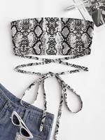 ZAFUL Haut Court Bandeau Serpent Imprimé Croisé S Multi a
