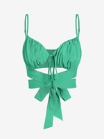 ZAFUL Haut Court Croisé Découpé Noué Au Dos à Bretelle S Vert