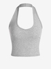 ZAFUL Haut Court Côtelé à Col Halter M Gris argenté