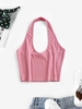 ZAFUL Haut Court Côtelé à Col Halter M Rouge blush