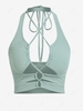 ZAFUL Haut Court Côtelé sans Dos à Lacets à Col Halter Xl Vert clair