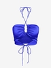 ZAFUL Haut Court Découpé Plissé Ouvert Au Dos à Col Halter M Bleu