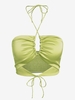 ZAFUL Haut Court Découpé Plissé Ouvert Au Dos à Col Halter Xl Vert clair
