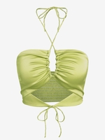 ZAFUL Haut Court Découpé Plissé Ouvert Au Dos à Col Halter Xl Vert clair