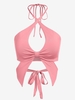 ZAFUL Haut Court Découpé sans Dos à Col Halter avec Nœud Papillon Xl Rose clair