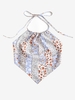 ZAFUL Haut Court Floral sans Dos à Col Halter M Bleu clair
