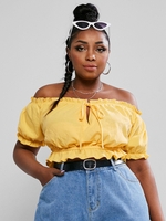 ZAFUL Haut Court Noué à Epaule Dénudée de Grande Taille