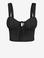 ZAFUL Haut Court Plissé Noué Au Poitrine Noué en Avant Xl Noir