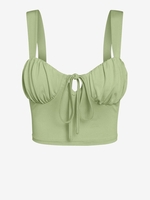ZAFUL Haut Court Plissé Noué Au Poitrine Noué en Avant Xl Vert clair