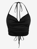 ZAFUL Haut Côtelé Plissé sans Dos à Col Halter M Noir