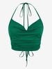 ZAFUL Haut Côtelé Plissé sans Dos à Col Halter S Vert profond