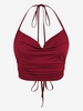 ZAFUL Haut Côtelé Plissé sans Dos à Col Halter Xl Rouge foncé