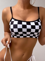 ZAFUL Haut de Bikini à Bretelle à Carreaux S Noir