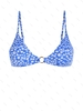 ZAFUL Haut de Bikini à Imprimé Fleuri à Bretelle Bague en O M Bleu clair
