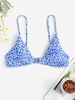 ZAFUL Haut de Bikini à Imprimé Fleuri à Bretelle Bague en O S Bleu clair