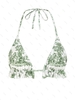 ZAFUL Haut de Bikini à Imprimé Toile De Jouy Plissé à Col Halter S Vert clair