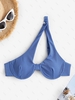 ZAFUL Haut de Bikini Asymétrique Découpé Noué Au Dos S Bleu