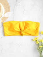 ZAFUL Haut de Bikini Bandeau à Ourlet Noué M Jaune canard caoutchouc