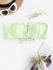 ZAFUL Haut de Bikini Bandeau Texturé à Armature en V M Vert menthe