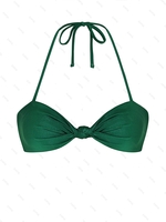 ZAFUL Haut de Bikini Brillant Noué à Col Halter S Vert profond