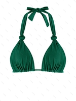 ZAFUL Haut de Bikini Brillant Torsadé Noué M Vert profond