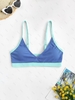 ZAFUL Haut de Bikini Contrasté en Blocs de Couleurs avec Poche M Bleu