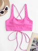 ZAFUL Haut de Bikini Court Croisé au Dos à Col U 2xl Rose vif