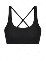 ZAFUL Haut de Bikini Court Croisé au Dos à Col U L Noir