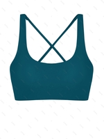 ZAFUL Haut de Bikini Court Croisé au Dos à Col U M Vert profond