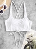 ZAFUL Haut de Bikini Court Croisé au Dos à Col U S Blanc