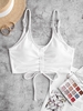 ZAFUL Haut de Bikini Court Côtelé à Lacets M Blanc