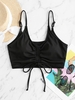 ZAFUL Haut de Bikini Court Côtelé à Lacets S Noir